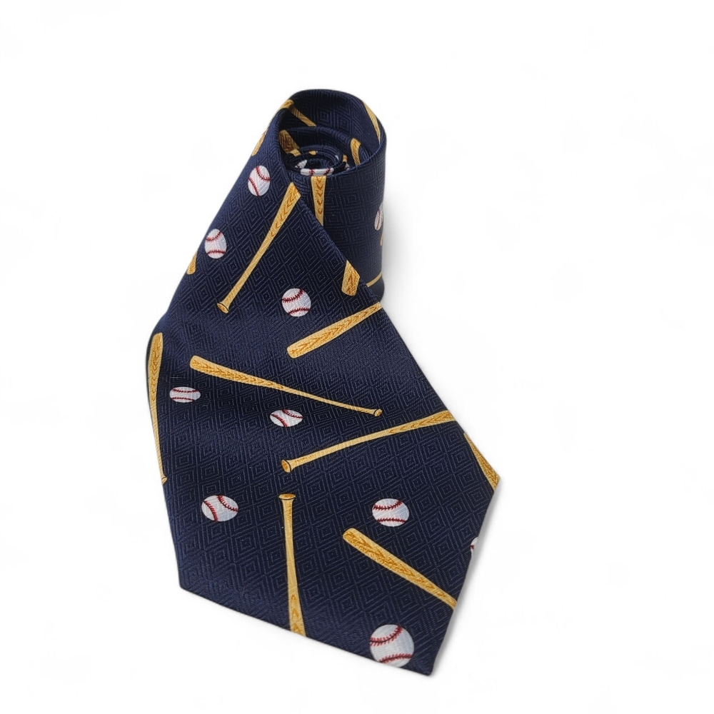 BROTHERS Baseball Bat Tie Vintage 90s Navy Blue